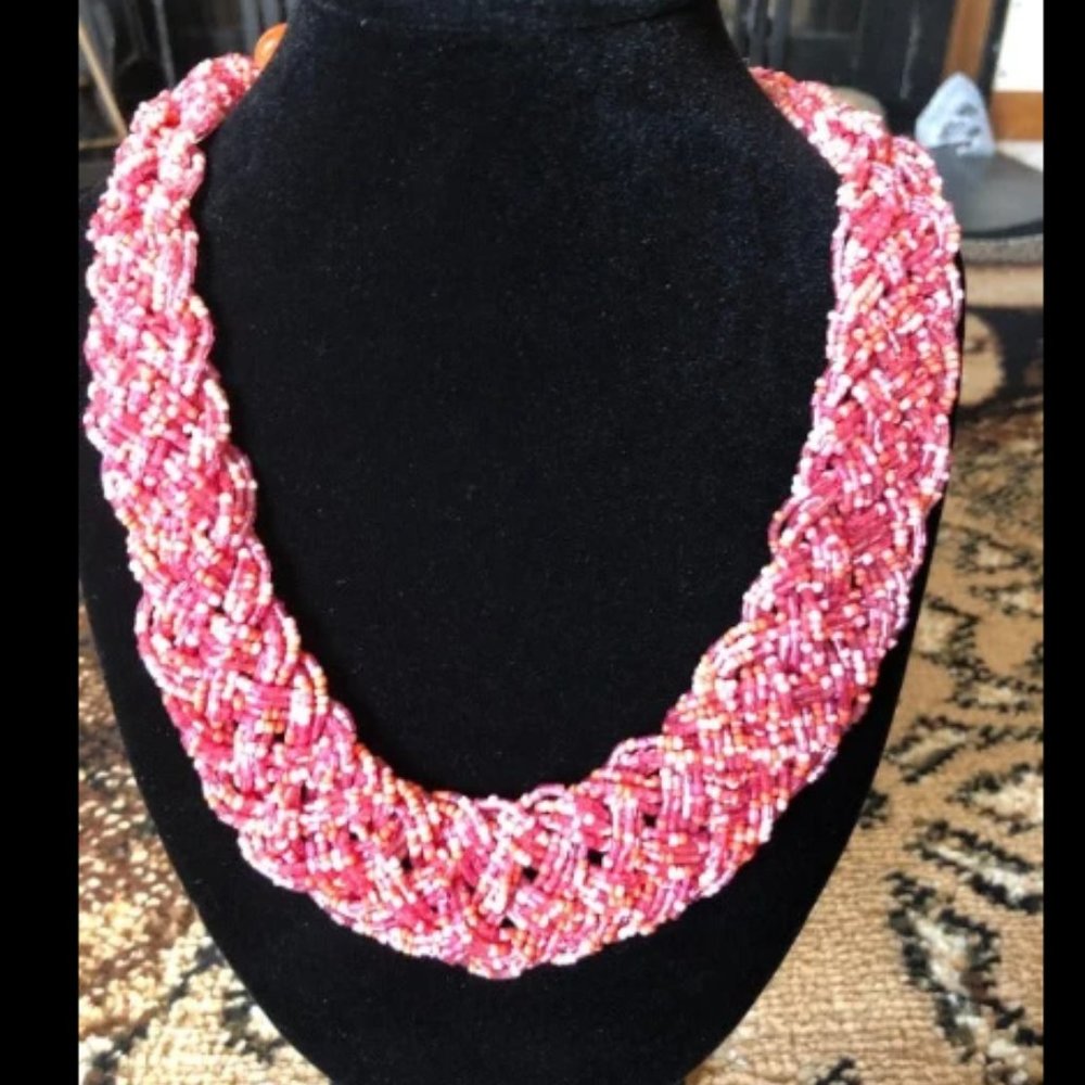 Retro Glass Beaded Chunky Statement Necklace